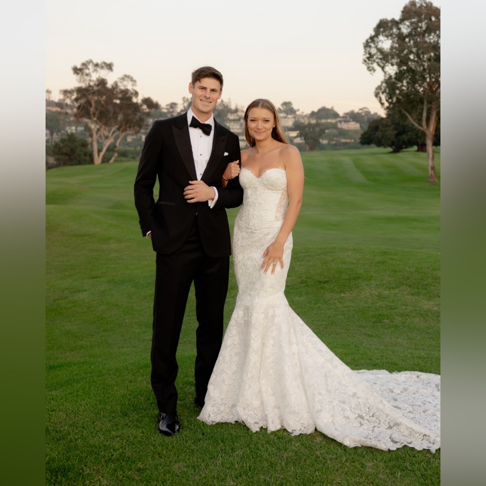 Love by Pnina Tornai lace strapless mermaid gown Style #14914T